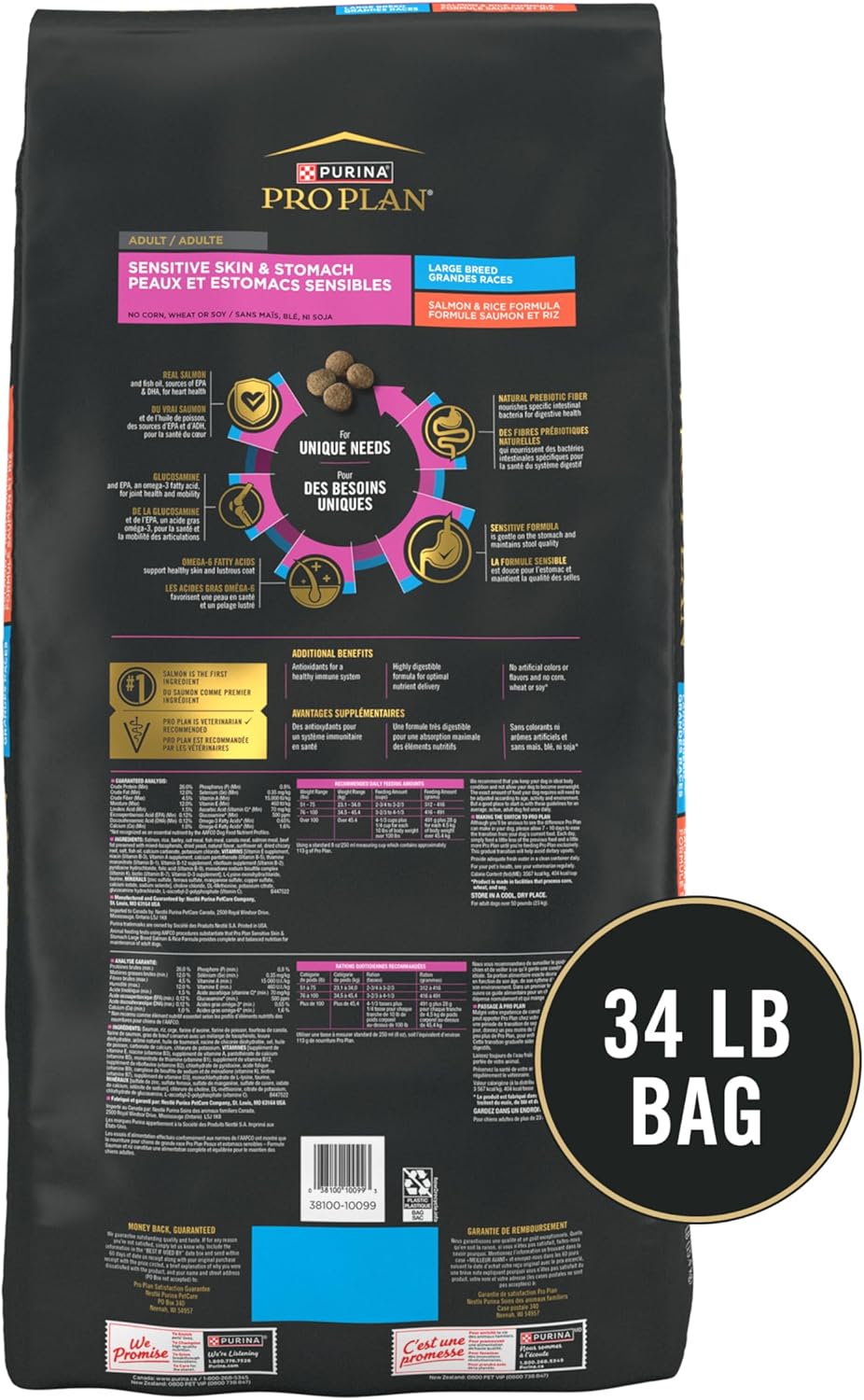 Purina Pro Plan Sensitive Skin and Stomach Dog Food Large Breed Salmon and Rice Formula - 34 lb. Bag Purina Pro Plan Sensitive Skin and Stomach Dog Food Large Breed Salmon and Rice Formula - 34 lb. Bag