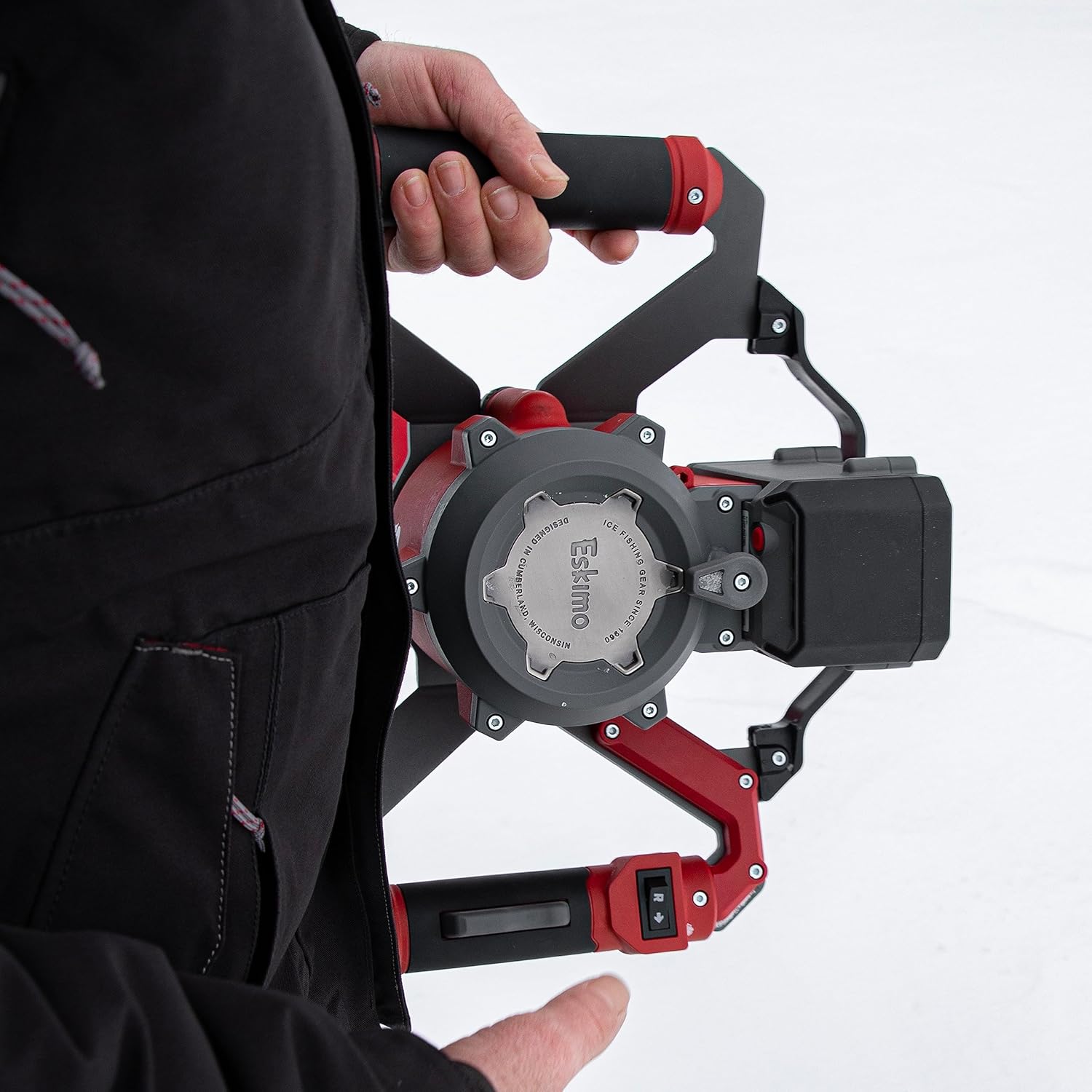 Eskimo E40 Electric Ice Fishing Auger, Full Power 40v Lithium-ion Battery, Lightweight Powerhead, Turbo Cutting System, Multi-Edge Blades, Red Eskimo E40 Electric Ice Fishing Auger, Full Power 40v Lithium-ion Battery, Lightweight Powerhead, Turbo Cutting System, Multi-Edge Blades, Red