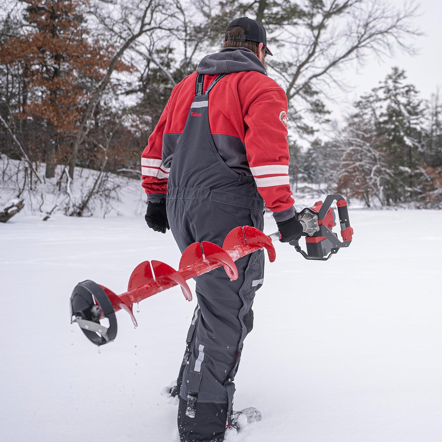 Eskimo E40 Electric Ice Fishing Auger, Full Power 40v Lithium-ion Battery, Lightweight Powerhead, Turbo Cutting System, Multi-Edge Blades, Red Eskimo E40 Electric Ice Fishing Auger, Full Power 40v Lithium-ion Battery, Lightweight Powerhead, Turbo Cutting System, Multi-Edge Blades, Red