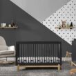 Delta Children Poppy 4-in-1 Convertible Crib, Greenguard Gold Certified, Midnight Grey/Natural