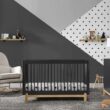 Delta Children Poppy 4-in-1 Convertible Crib, Greenguard Gold Certified, Midnight Grey/Natural