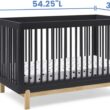 Delta Children Poppy 4-in-1 Convertible Crib, Greenguard Gold Certified, Midnight Grey/Natural