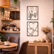 Minimalist Metal Line Wall Art Kiss Hands – Modern Abstract Wall Decor for Living Room Bedroom Home