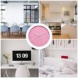 8-Inch Silent Wall Clock with 3D Numbers, Quartz Battery Operated, Pink
