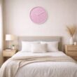 8-Inch Silent Wall Clock with 3D Numbers, Quartz Battery Operated, Pink