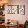 Minimalist Metal Line Wall Art Kiss Hands – Modern Abstract Wall Decor for Living Room Bedroom Home