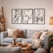 Minimalist Metal Line Wall Art Kiss Hands – Modern Abstract Wall Decor for Living Room Bedroom Home