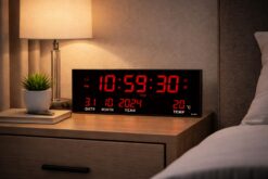 14-Inch Digital Wall Clock with LED Display, Alarm, Temperature, Date