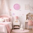8-Inch Silent Wall Clock with 3D Numbers, Quartz Battery Operated, Pink