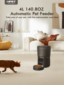 NPET 4L Automatic Pet Feeder with Stainless Steel Bowl, 1–9 Portions