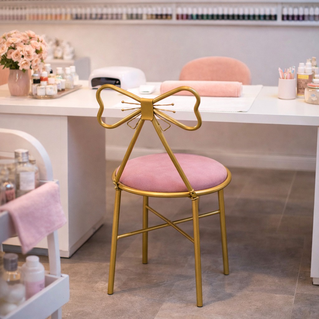 Pink Butterfly Backrest Chair, Metal Dining and Vanity Chair for Home Pink Butterfly Backrest Chair, Metal Dining and Vanity Chair for Home - Image 2