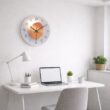 Tempered Glass Wall Clock with Flat Pattern, Silent Quartz Clock, 12–16 Inch