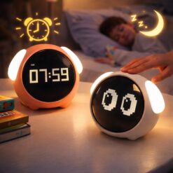 Kids Digital Alarm Clock with Light, Wireless Smart Bedside Cartoon Clock