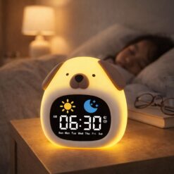 Kids Puppy Alarm Clock with Touch Night Light, Sleep Training Clock
