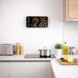 LED Digital Wall Clock with Temperature, Date and Week Display, Adjustable Brightness