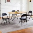 Leather Padded Folding Chairs, Set of 2, Metal Frame Foldable Chairs for Home and Office