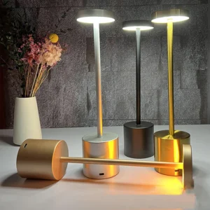 USB Rechargeable Touch Table Lamp with Stepless Dimming, 3 Color Bedside Lamp