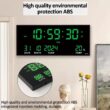 14-Inch Digital Wall Clock with LED Display, Alarm, Temperature, Date