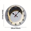 Moon Phase Wooden Wall Clock, Silent Round Hanging Clock