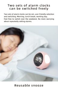 Kids Digital Alarm Clock with Light, Wireless Smart Bedside Cartoon Clock