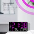LED Digital Wall Clock with Temperature, Date and Week Display, Adjustable Brightness