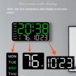 LED Digital Wall Clock with Temperature, Date and Week Display, Adjustable Brightness