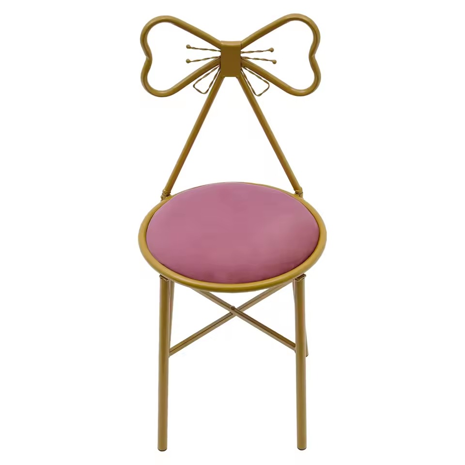 Pink Butterfly Backrest Chair, Metal Dining and Vanity Chair for Home Pink Butterfly Backrest Chair, Metal Dining and Vanity Chair for Home - Image 3