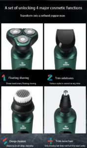 USB Rechargeable Electric Shaver with LCD Display, Triple-Head Razor