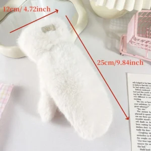 Women’s Winter Plush Gloves, Windproof Full Finger Warm Gloves