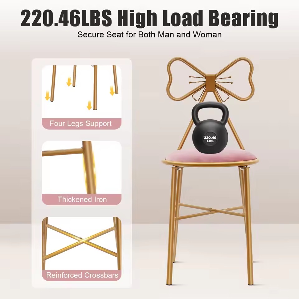 Pink Butterfly Backrest Chair, Metal Dining and Vanity Chair for Home Pink Butterfly Backrest Chair, Metal Dining and Vanity Chair for Home - Image 8
