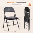 Leather Padded Folding Chairs, Set of 2, Metal Frame Foldable Chairs for Home and Office