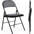 Leather Padded Folding Chairs, Set of 2, Metal Frame Foldable Chairs for Home and Office