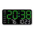 LED Digital Wall Clock with Temperature, Date and Week Display, Adjustable Brightness