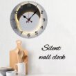 Moon Phase Wooden Wall Clock, Silent Round Hanging Clock
