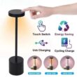 USB Rechargeable Touch Table Lamp with Stepless Dimming, 3 Color Bedside Lamp