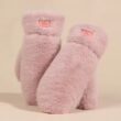 Women’s Winter Plush Gloves, Windproof Full Finger Warm Gloves