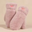 Women’s Winter Plush Gloves, Windproof Full Finger Warm Gloves