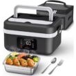 Rechargeable Heated Lunch Box, 1L Portable Food Warmer with Insulated Carrying Bag