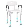 Ergonomic Adjustable Bathroom Bench - Waterproof Spa Seating with Backrest - White Ergonomic Adjustable Bathroom Bench - Waterproof Spa Seating with Backrest - White