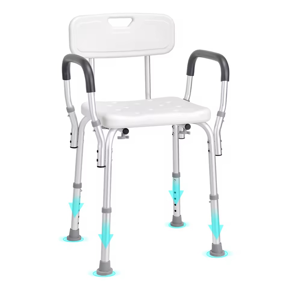 Ergonomic Adjustable Bathroom Bench - Waterproof Spa Seating with Backrest - White Ergonomic Adjustable Bathroom Bench - Waterproof Spa Seating with Backrest - White - Image 2