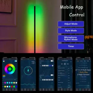 RGB LED Floor Lamp with Music Sync, Smart Corner Floor Light