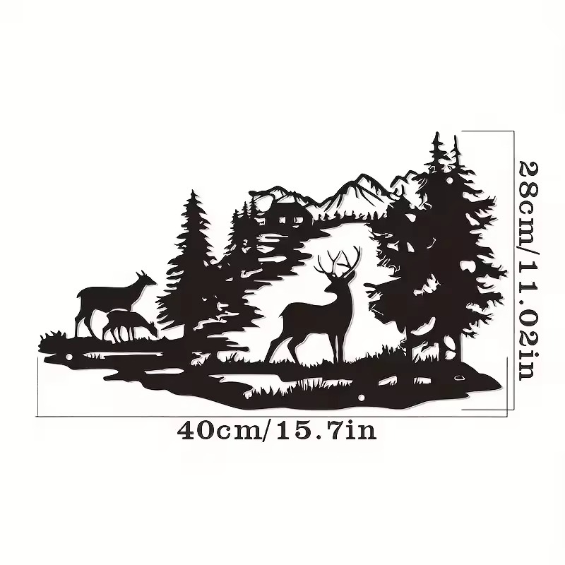 Metal Deer Forest Wall Art, Wrought Iron Silhouette Home Decoration, Modern Minimalist Hanging Decor Metal Deer Forest Wall Art, Wrought Iron Silhouette Home Decoration, Modern Minimalist Hanging Decor - Image 2