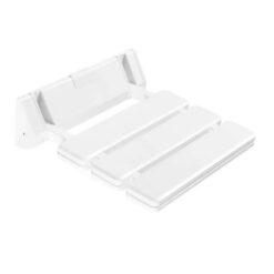 Wall-Mounted Folding Shower Seat 90°, Waterproof Bathroom Bench, 130kg Load Capacity, White, 32 x 34 cm