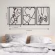 Minimalist Metal Line Wall Art Kiss Hands – Modern Abstract Wall Decor for Living Room Bedroom Home