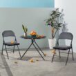 Leather Padded Folding Chairs, Set of 2, Metal Frame Foldable Chairs for Home and Office