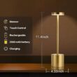 USB Rechargeable Touch Table Lamp with Stepless Dimming, 3 Color Bedside Lamp