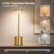 USB Rechargeable Touch Table Lamp with Stepless Dimming, 3 Color Bedside Lamp