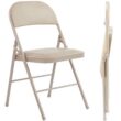 Leather Padded Folding Chairs, Set of 2, Metal Frame Foldable Chairs for Home and Office