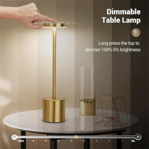 USB Rechargeable Touch Table Lamp with Stepless Dimming, 3 Color Bedside Lamp