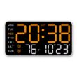 LED Digital Wall Clock with Temperature, Date and Week Display, Adjustable Brightness